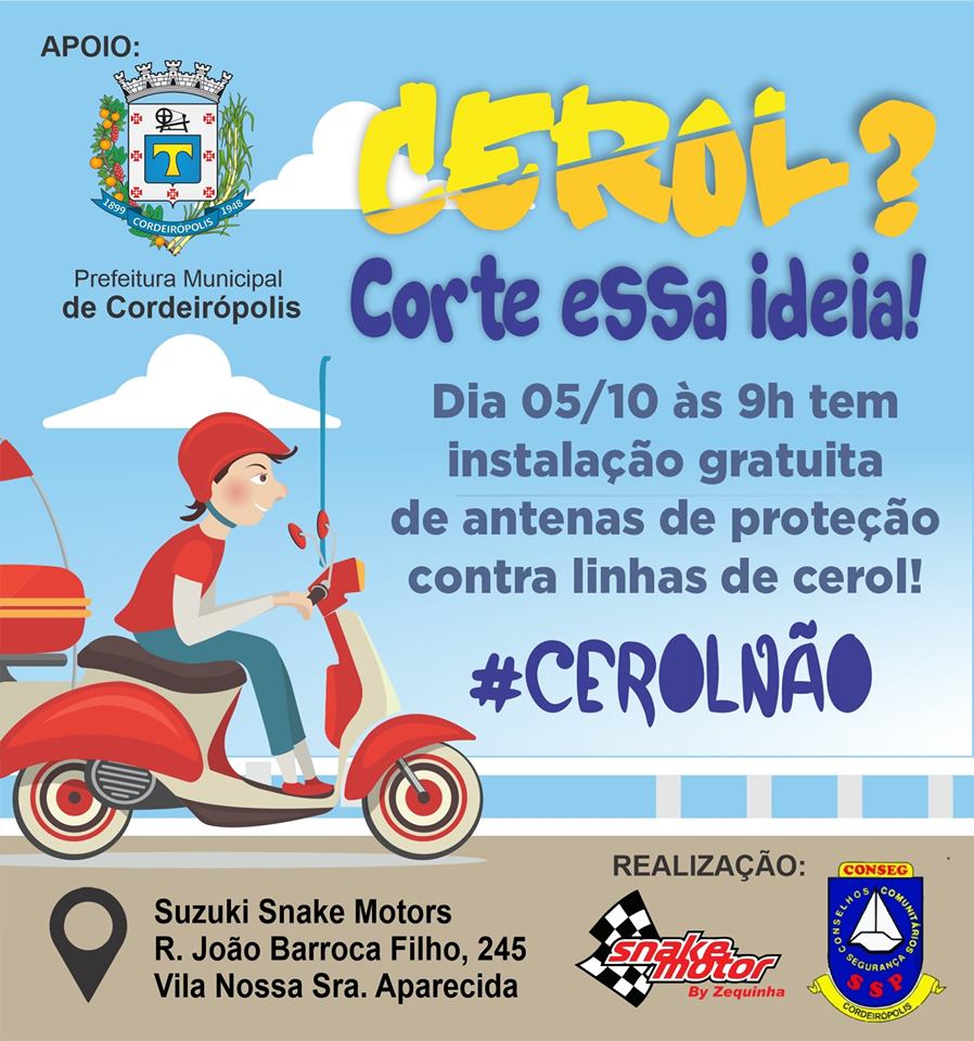 Conseg, Prefeitura e Snake Motor realizam campanha contra o cerol