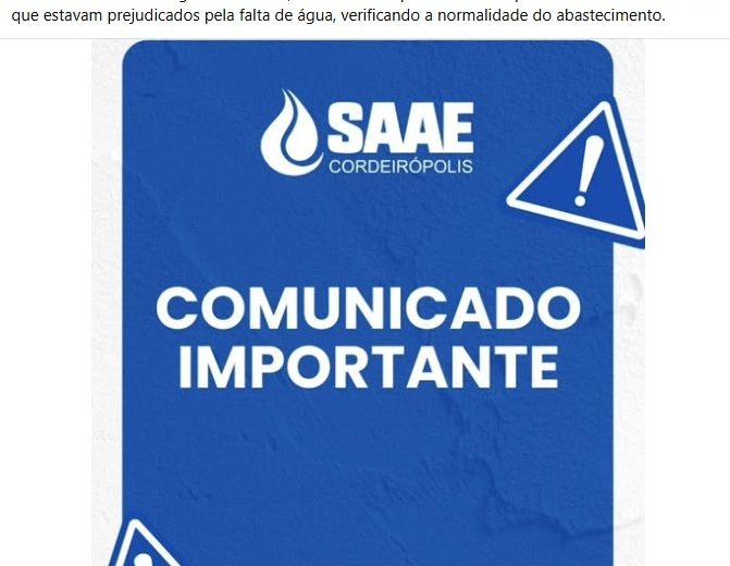 Falta d’água continua em Cordeirópolis: população segue na incerteza sobre abastecimento